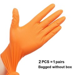 Orange Nitrile Disposable Gloves 8 Mil Raised Diamond Texture | Fast Ship