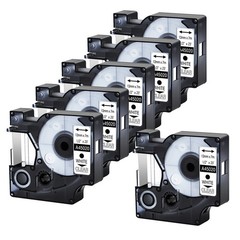 6PK 12mm White on Clear D1 45020 Tape Replacement For DYMO LabelManager 100 120P