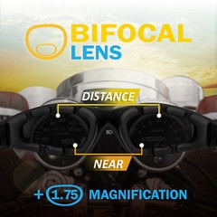 Birdz Eyewear Oriole Bifocal Safety Glasses Padded Black Frame Smoke Lens +1.75