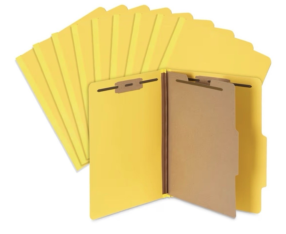 10 Blue Summit Supplies Classification Folders, 1-Divider, Letter Yellow