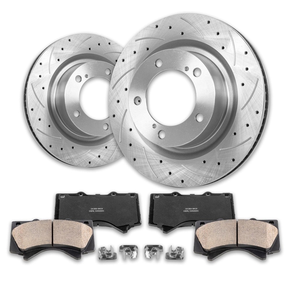 13.89 Front Brake Rotors Ceramic Pads for Tundra Sequoia Land Cruiser LX570