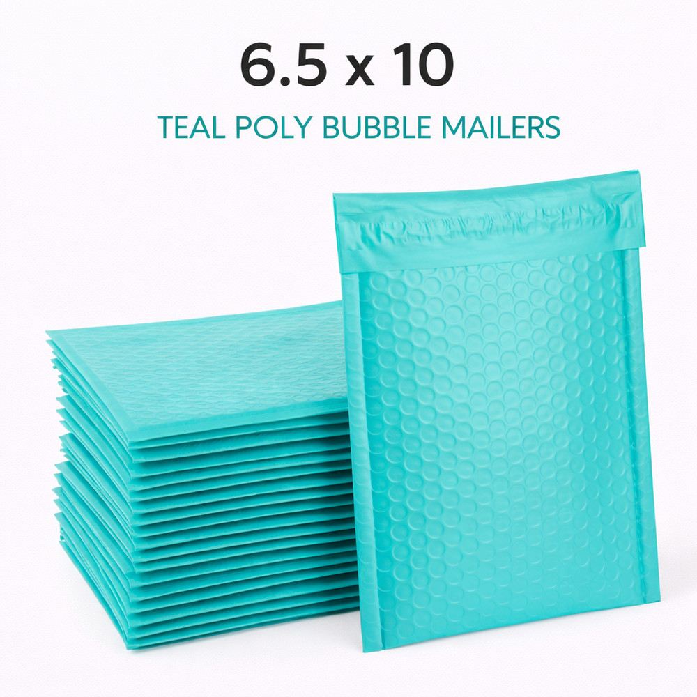 Teal Poly Bubble Mailers 6.5×10 Padded Self Seal Shipping Envelopes