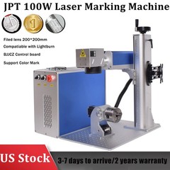 100W JPT E2 Mopa Fiber Laser Marking Machine Laser Engraver & Rotary Axis US