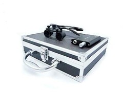 Dental 2.5X Binocular Loupes with 3W LED Head Light Aluminum Box Black US STOCK