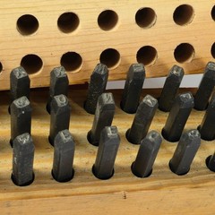 Young Brothers Gruv Grip Reversed 1/8” Steel Stamp Letters Complete Set