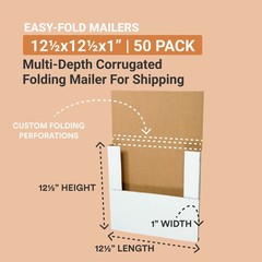 Shipping Boxes Medium 12.5″L x 12.5″W x 1″H 50-Pack – Corrugated Cardboard Bo…