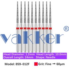 10pc Dental Diamond Burs for HighSpeed Handpiece Medium Super Fine Friction Grip