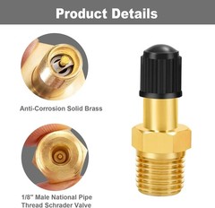 1/8″ NPT Tank Valve, Anti-Corrosion Brass Schrader Valve with 1/8″ Male NPT a…