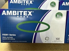 Ambitex Vinyl Gloves X-Large Natural Fit General Purpose VXL5201, Case of 1000