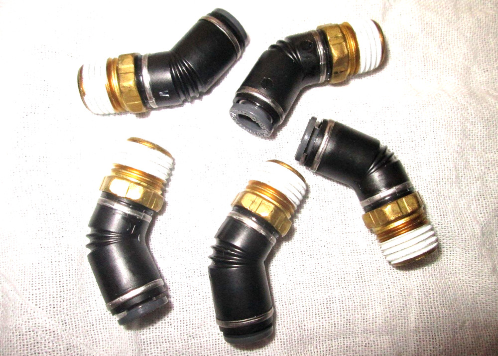 5 SMC 1/4 Tube OD x 1/4 NPT 45 Degree MALE ELBOW Connector Fittings KV2K07-35S