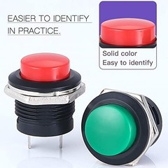 24Pcs 16MM Momentary Push Button Switches – Red Green Yellow Blue Black, 3A 250V