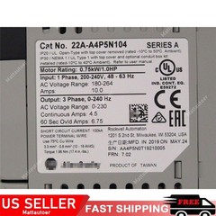 Allen Bradley IN BOX 22A-A4P5N104 PowerFlex 4- 0.75 KW AC Drive US Free Tax