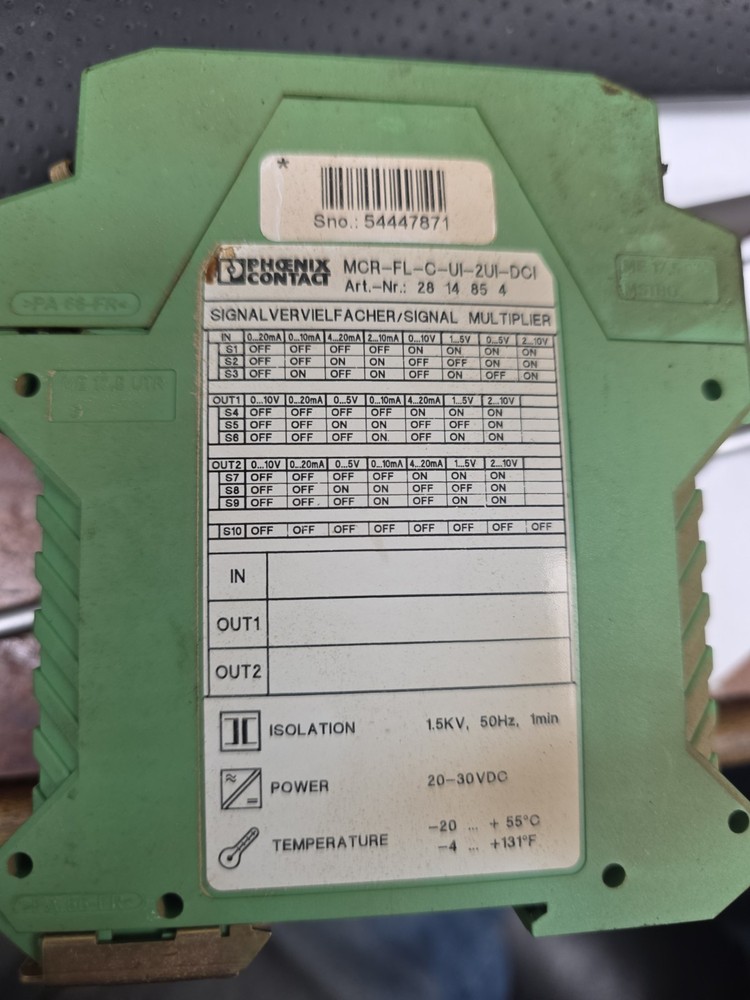 Phoenix Contact Signal Conditioner 2814854 MCR-FL-C-UI-2UI-DCI 24V Used