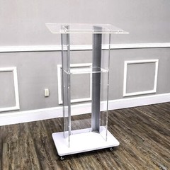 Clear Acrylic Plexiglass Podium Metal Corners Church Pulpit Lectern Funeral