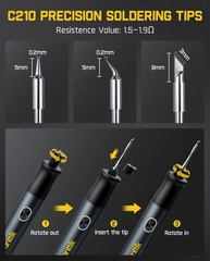 Fanttik T1 Max Cordless Soldering Iron Kit – 7 Second Fast Heating, C210 Tips, U