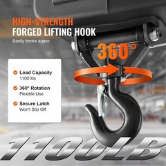 3-in-1 Portable Electric Hoist Winch 1100lbs Wired/Wireless Remote Control