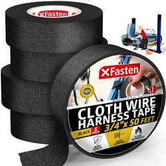 Xfasten Wire Harness Tape, 3/4-Inch X 50-Foot (5-Pack), High Temp Wiring Loom Ha