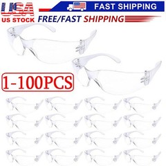 200Pack Protective Safety Glasses Clear Lens lot Eyewear Anti Scratch Work UV US