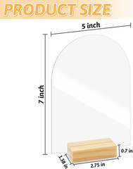 5 Sets Acrylic Sign Holder 5×7, Clear Arched Acrylic Table Numbers with Wood …