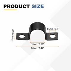 25Pcs 13mm U-Shaped Pipe Clamp Carbon Steel Double Hole Strap Clamp with Screw