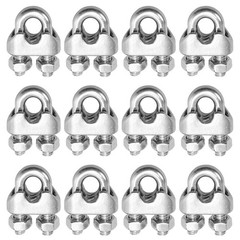 1/4in 6mm Wire Rope Clamps Clip 304 Stainless Steel Cable Clip Fastener 12 Pcs