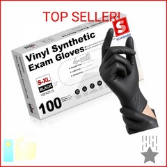 Schneider Black Vinyl Synthetic Exam Gloves, 4 Mil, Large, Disposable Gloves Lat