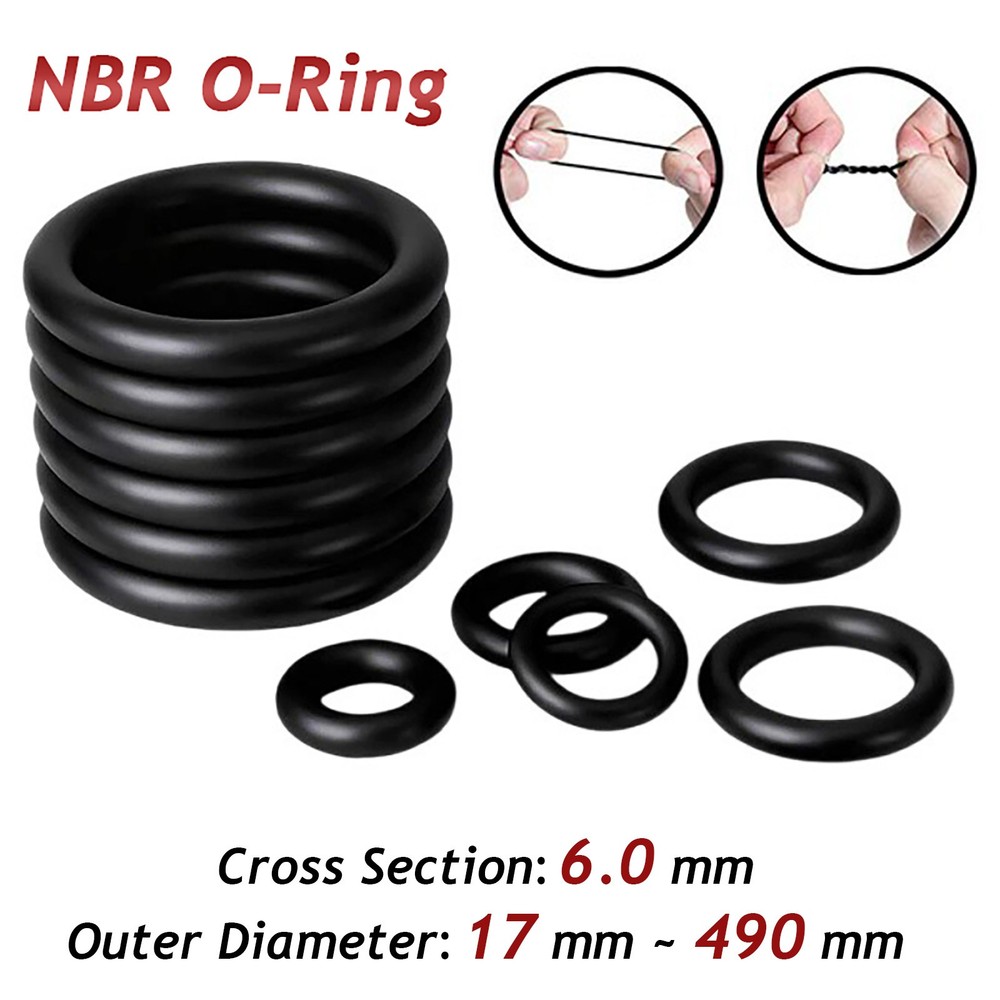 6.0mm Cross Section Nitrile Rubber O-Rings Seals 17mm – 490mm OD O Ring Sealing