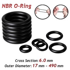6.0mm Cross Section Nitrile Rubber O-Rings Seals 17mm – 490mm OD O Ring Sealing