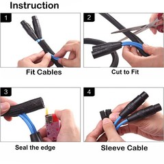 10FT Braided Cable Cord Wire Management Sleeve Sock Wrap Organizer