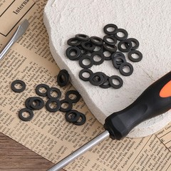 40Pcs M6 Black Flat Washer Carbon Steel Coating 12 millimeters,