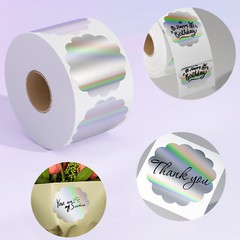 Holographic Thermal Labels Flower Heart Round Stickers for Logo Thanks Card Tag