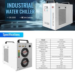 6L Industrial Water Chiller CW-5200 for 60W-150W CO2 Laser Engraving Machines US