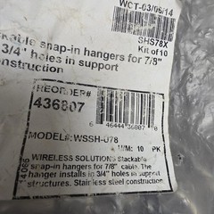 WSSH-U78 wireless solutions slap in hangers for 7/8″ cable ( 10 Pack )