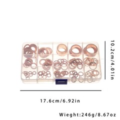 US150 M5-M22 Copper Crush Washer Gasket Set Flat Ring Seal Assortment Kit