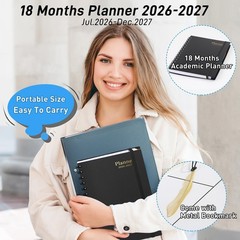 Daily Planner 2026-2027, 18-Month Weekly and Monthly 5.7 x 8.3 inches, Black