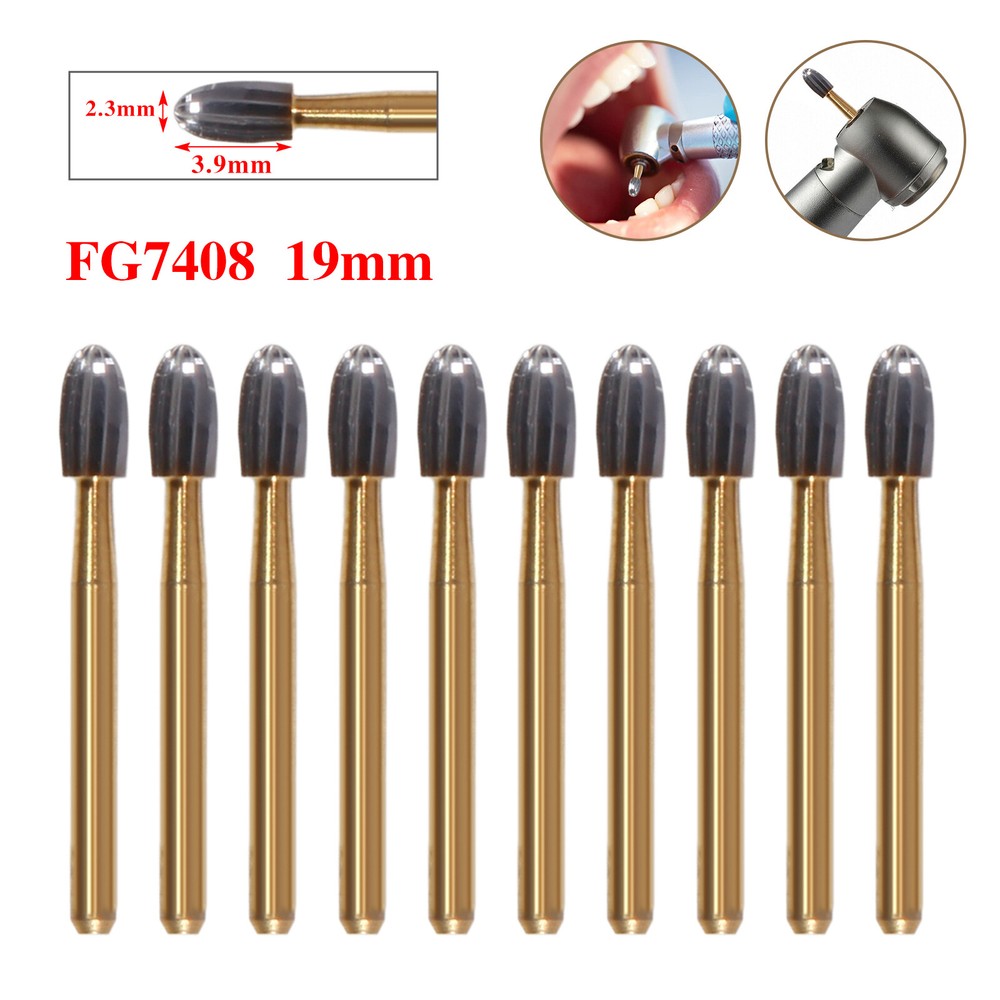 10/20Pcs Dental Tungsten Carbide Bur Trimming and Finishing Egg Football FG7408