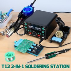 YIHUA 902D-IV T12 Soldering & Hot Air Rework Station Kit Digital Adjustable Temp