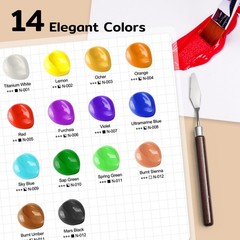 14 Colors Acrylic Paint Set (500 ml/16.9 oz Large Bottles), Non-Toxic for Kid…