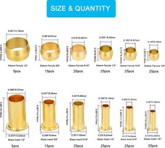 Compression Fittings Assortment kit-6 230PCS Sleeves Ferrules,Insert, Brass