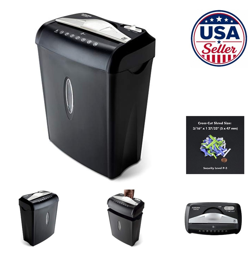 Paper Shredder 8 Sheet Cross Cut Credit Card 3.7 Gallon Wastebasket LED