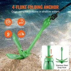 Kayak Anchor Kit,3.5 lb Paddle Board Anchor Kit w/26.2 ft/8 m Rope and Buoy,Fold