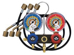 Mastercool 93524-TP – R600a, R290 & R134a 2-Way Aluminum Manifold Gauge Set with