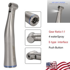 SANDENT Dental 1:1 Fiber Optic LED Contra Angle Handpiece Inner 4 Spray E-type