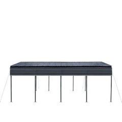 20x20ft Galvanized Carport, 400 sq ft, 10ft Open Side Walls, 27-gauge Roof