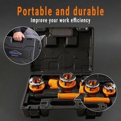 Heavy-Duty Ratchet Pipe Threader Kit with 6 NPT Dies for Metal & PVC Pipes, Port