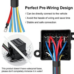 12V Pre-Wired Fuse Relay Box, 4-Pin 40A Relay Block and Kit, 2 Relays and 6 A…
