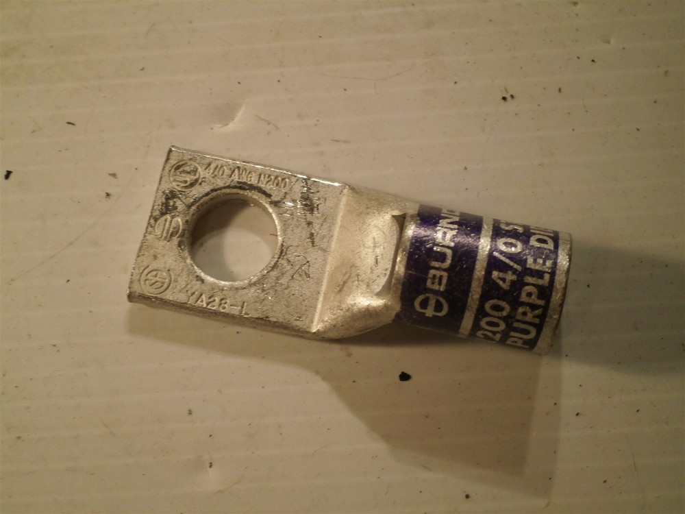 Lot of 9: Burndy 4/0 Lugs, YA28-L Str CU, Purple Die 15
