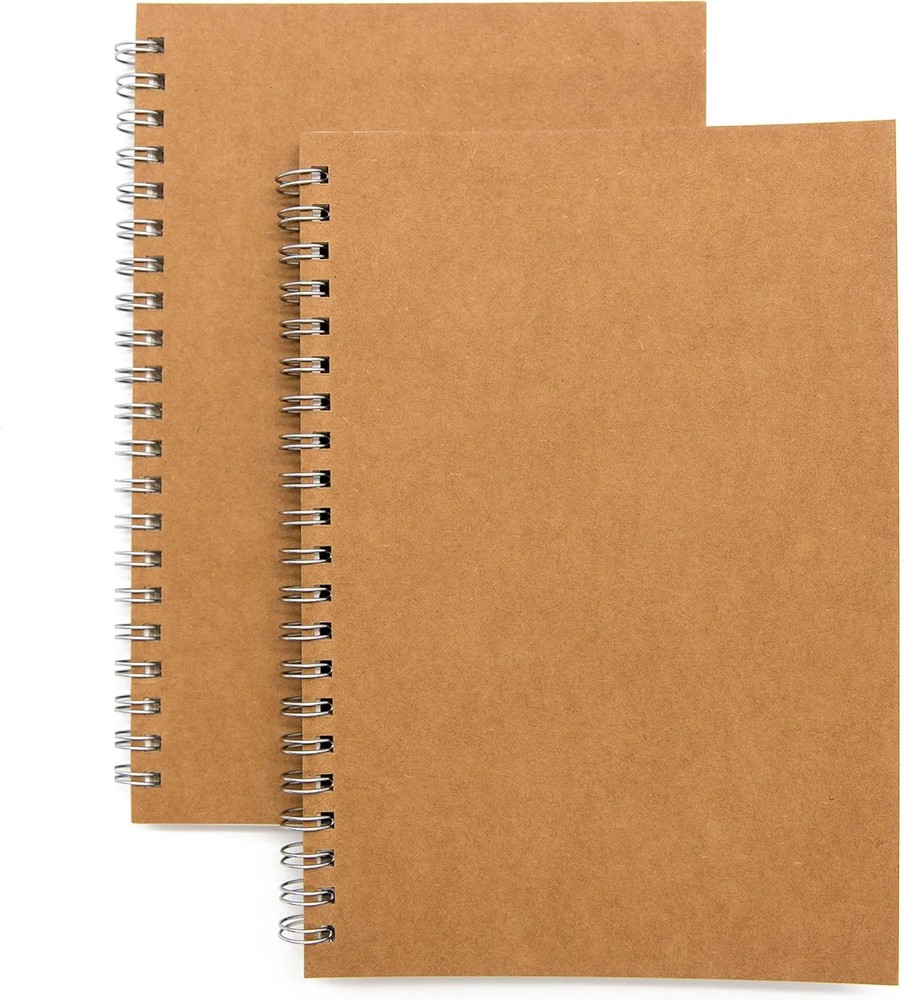 Soft Cover Spiral Notebook Journal 2-Pack, Blank Sketch Book Pad, Wirebound Memo