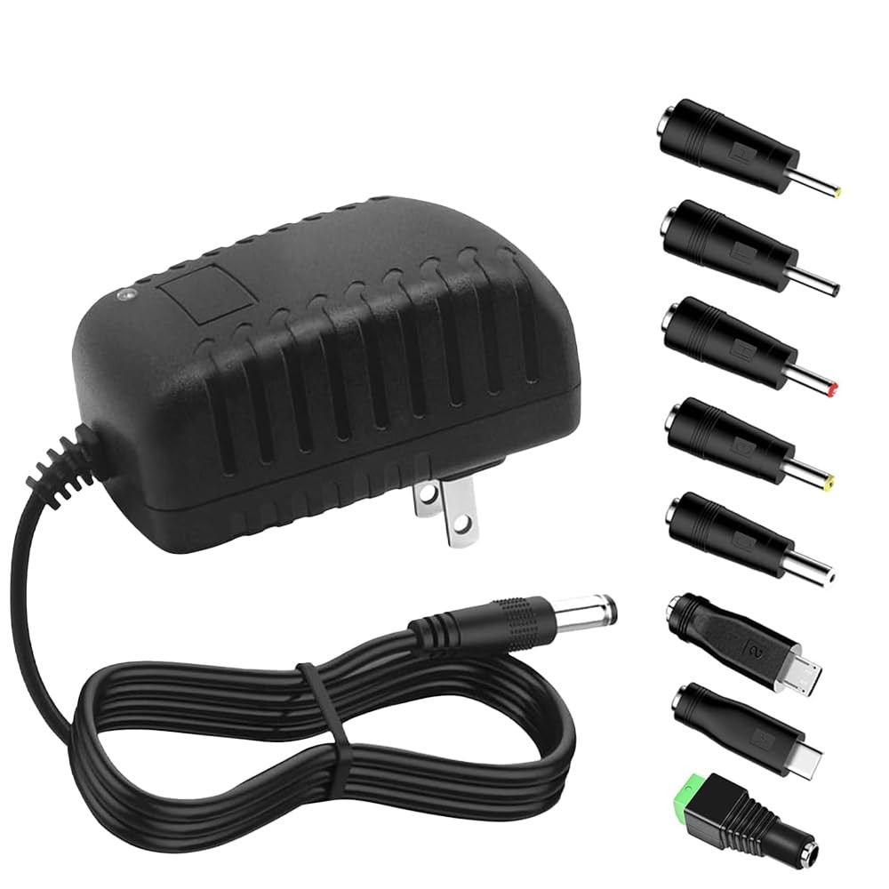 6V 1A DC Power Supply, 100-240V 50/60Hz AC Adapter, 8 Interchangeable Plugs (…
