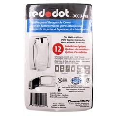 RED DOT DCCU-WH ALUMINUM FLIP-LID WEATHERPROOF RECEPTACLE COVER, 1-GANG, WHITE